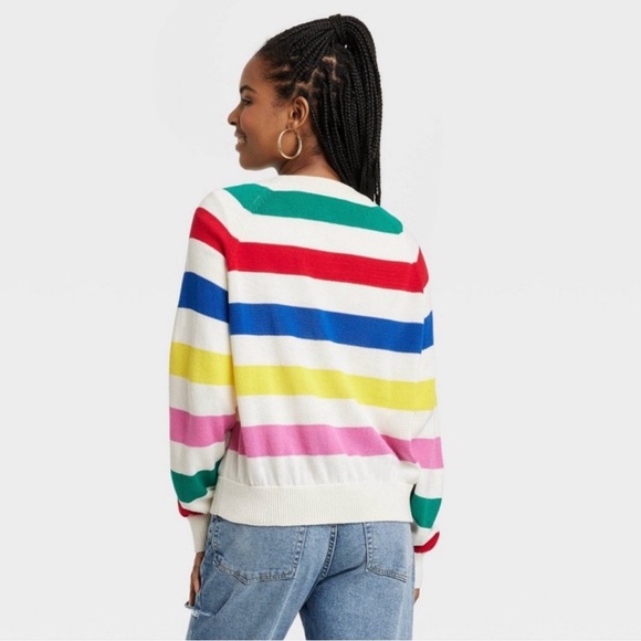 Women's Disney 100 Striped Graphic Cardigan (small pull in yellow stripe) - Picture 2 of 8